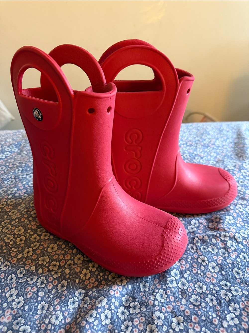 CROCS Kids Red Waterproof Handle Rain Boots